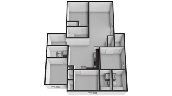 Floor Plan  A black and white image of a house layout.