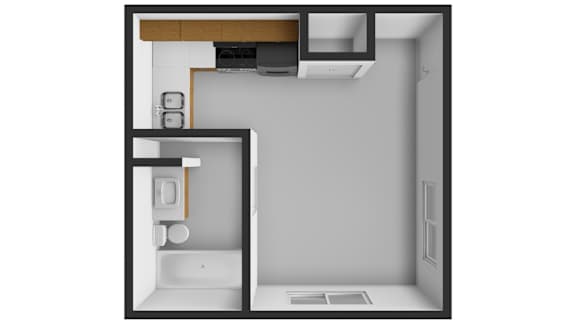 Floor Plan  A 3D rendered image of a bathroom.