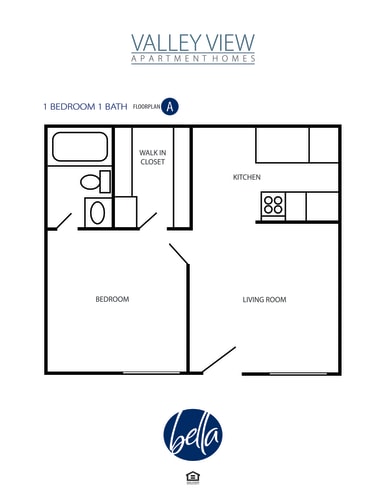 Floor Plan  1 Bed / 1 Bath (A)