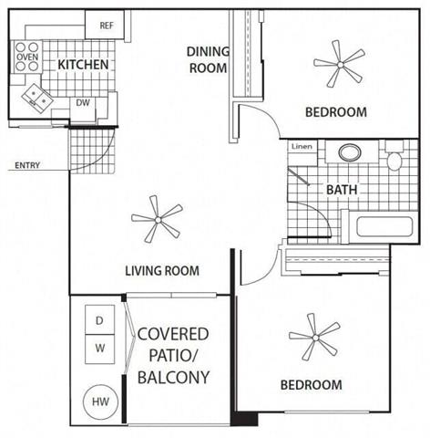 Floor Plan  Two Bedroom Floor Plan at Sagewood Apartments, Cottonwood, AZ, 86326