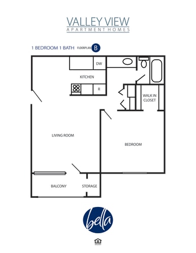 Floor Plan  1 Bed / 1 Bath (B)