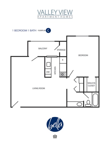 Floor Plan  1 Bed / 1 Bath (C)