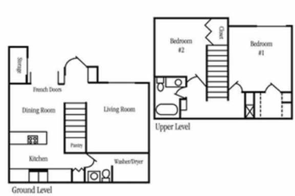 Floor Plan  2 Bedroom 2 Bathroom Floor Plan at Country Club Meadows Apartments, Arizona, 86004