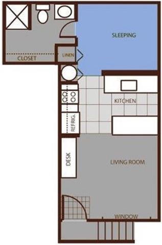 Floor Plan  Studio Floor Plan at Highland Village Apartments, Arizona, 86001