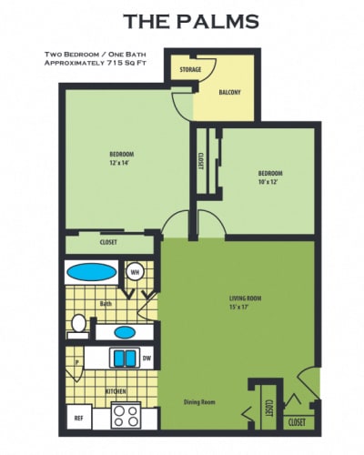 Floor Plan  the palms floor plan 2 bedroom 1 bath
