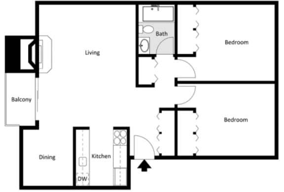 Floor Plan  2 Bedroom 1 Bathroom Home
