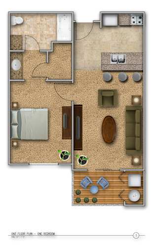 Floor Plan  1 bedroom Floor Plan at The Villas 55+ II Hesperia, Hesperia California