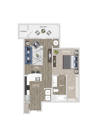 Floor Plan  1x1 757 SF