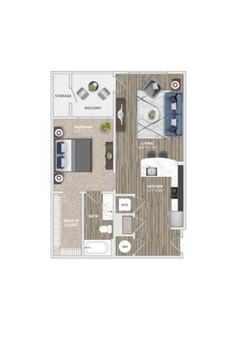 Floor Plan  1x1 758 SF