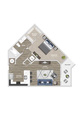 Floor Plan  1x1 795 SF