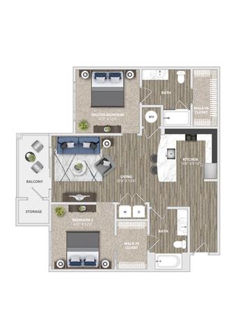Floor Plan  2x2 1156 SF