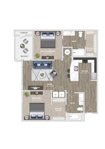Floor Plan  2x2 1156 SF