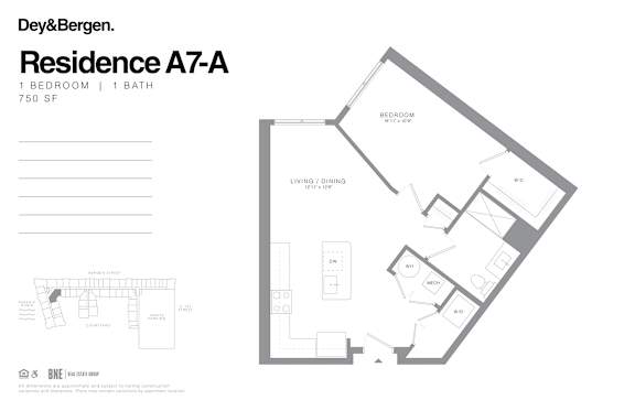 Floor Plan  1 bedroom 1 bath floor plan J at Dey & Bergen, Harrison