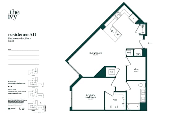 Floor Plan  A11-AP-A Floor Plan at The Ivy, Chatham New Jersey