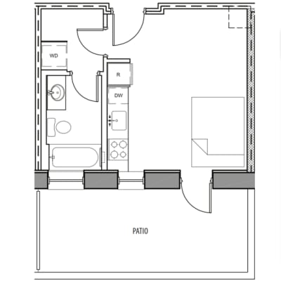 Floor Plan  298-Square-Foot-Studio-with-Patio-Apartment-Floorplan-Available-For-Rent-The-Isabella