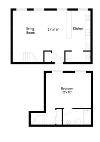 Floor Plan  an image of a floor plan of a living room and a kitchen