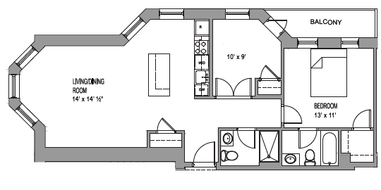 Floor Plan  the upper floor plan of a 555 sq ft house