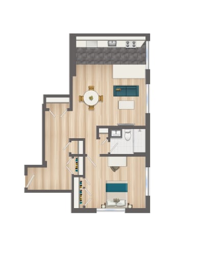 Floor Plan  744-Square-Foot-One-Bedroom-One-Bath-Floorplan-Available-For-Rent-Serenade-Apartments