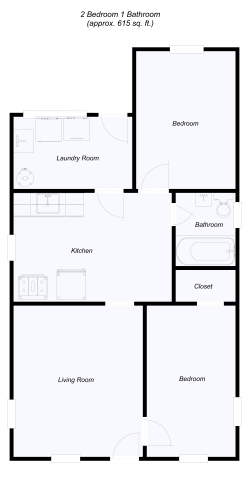 Floor Plan  2 Bedroom floor plan for 1055 Mark