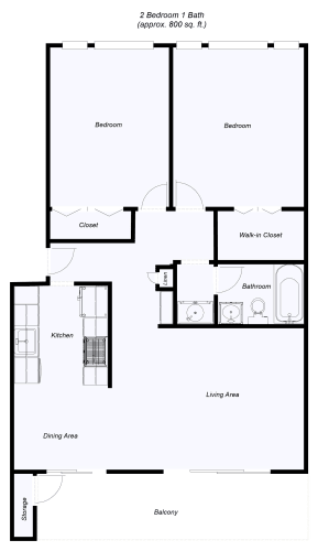 Floor Plan  Two Bedroom Floor Plan for Riverdeck Apartments