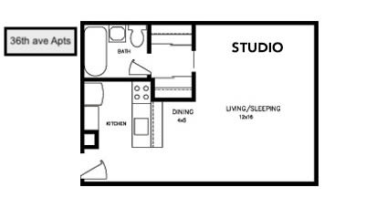 Floor Plan  36the ave  studio  bedroom floorplan