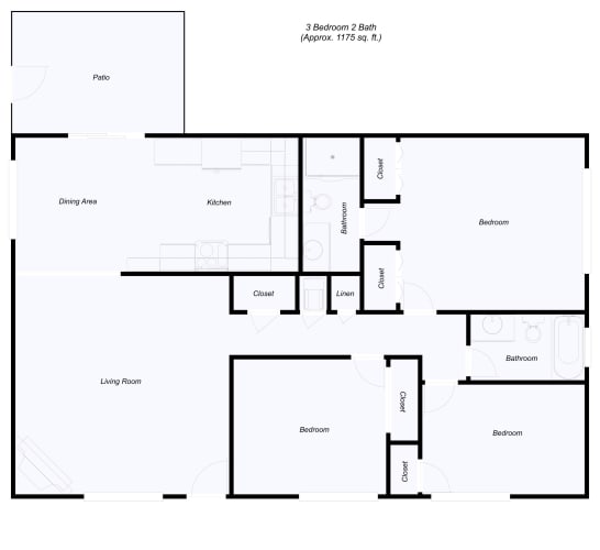 Floor Plan  2 Bedroom floor plan for Meritage Apartments