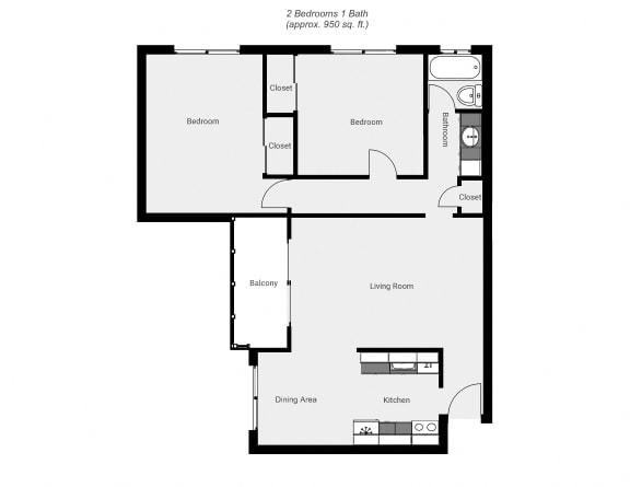 Floor Plan  a floor plan of a unit with a bedroom and a living room