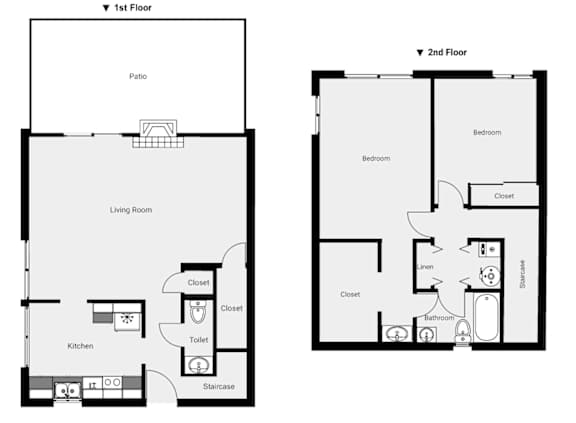 Floor Plan  A floor plan of a two-story house with labeled rooms.