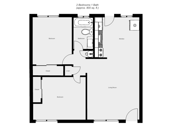 Floor Plan  2 Bedroom floor plan for Carmel Plaza Apartments