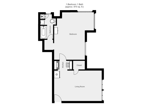 Floor Plan  1 Bedroom floor plan for 446 Forest Avenue