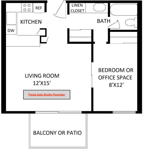 Floor Plan  Jr 1 bedroom Fiesta Apts