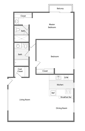 Floor Plan  A black and white drawing of a house layout.