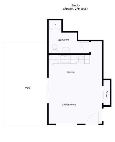 Floor Plan  Studio floor plan for Miramar Plaza Apartments