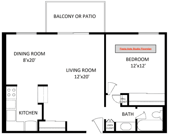 Floor Plan  1-Bedroom, 1-bathroom