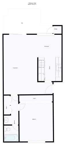 Floor Plan  One Bedroom Floor Plan for Riverdeck Apartments