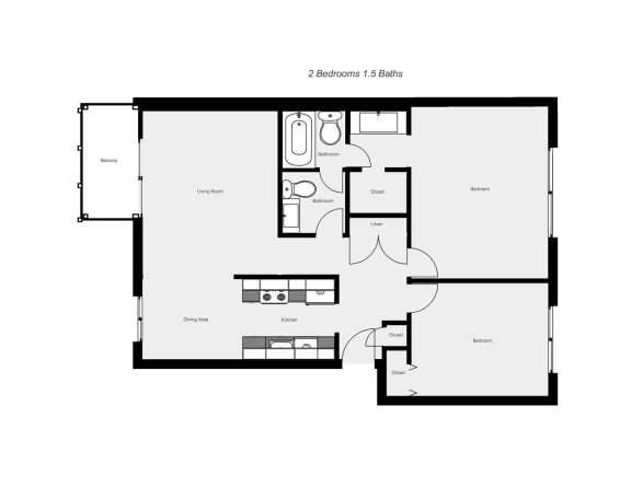 Floor Plan  this is the floor plan of the 1 bedroom floor plan with loft and 2 baths