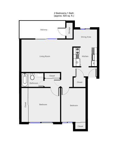 Floor Plan  2 Bedroom floor plan for Shearwater Apartments