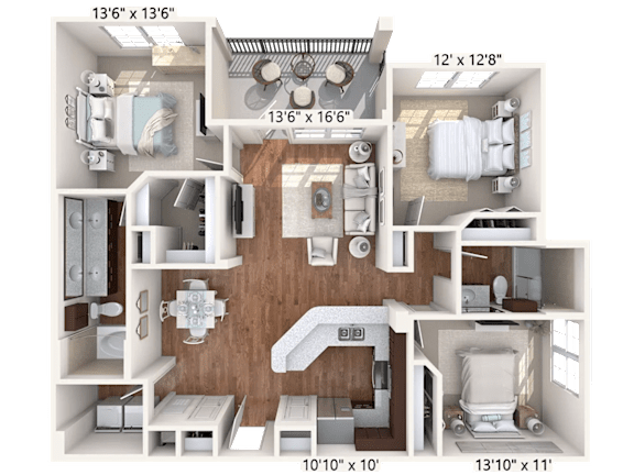 Floor Plan  Cerulean Floor Plan at Bridge at Indigo, Austin, TX, 78717