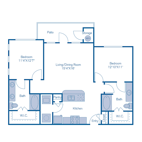 Floor Plan  B2n Floor Plan at Bridge at Southpark Meadows, Austin, Texas