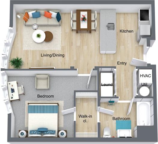 Floor Plan  One Bedroom