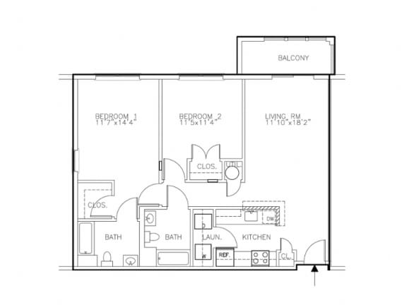 Floor Plan  Middlesex 2-bedroom apartment