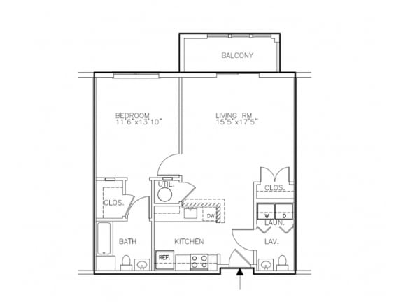 Floor Plan  The Peabody 1-bedroom apartment