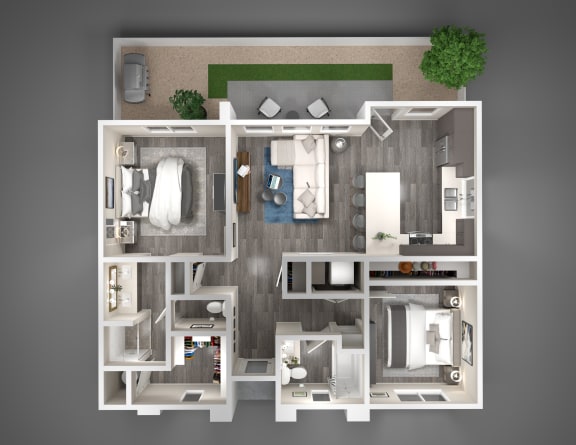 Floor Plan  a 3d rendering of a floor plan with a bedroom and a bathroom