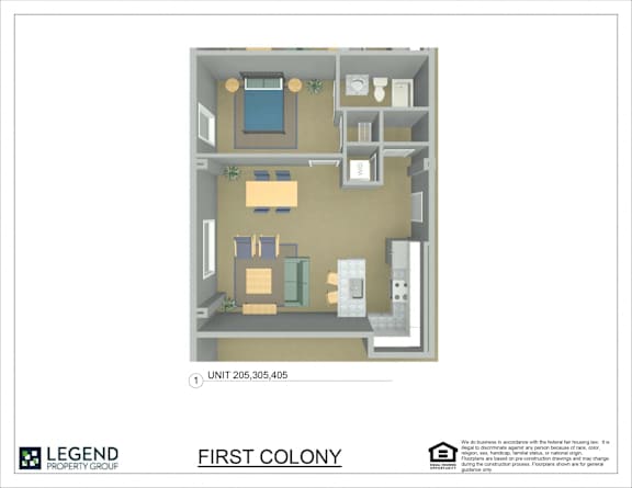 Floor Plan  A floor plan of a property with a living room, kitchen, and bathroom.