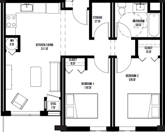 Floor Plan  schematic drawing of the floor plan of a house
