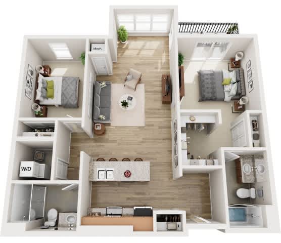 Floor Plan  a 2 bedroom192 sq ft floor plan