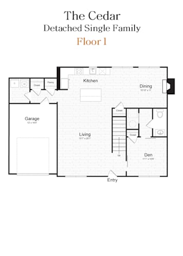 Floor Plan  The Cedar Detached Single Family 3 Bedroom and 2.5 Bathroom Floorplan at The Arboretum Apartments, New York