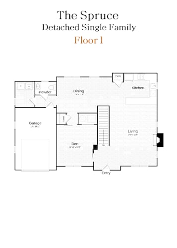 Floor Plan  The Spruce Detached Single Family 3 Bedroom and 2.5 Bathroom Floorplan at The Arboretum Apartments, Farmingville, New York