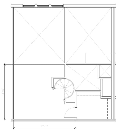 Floor Plan  a floor plan of a home with a spiral staircase