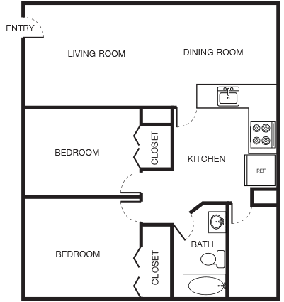 Floor Plan  B1 - 2 Bed / 2 Bath